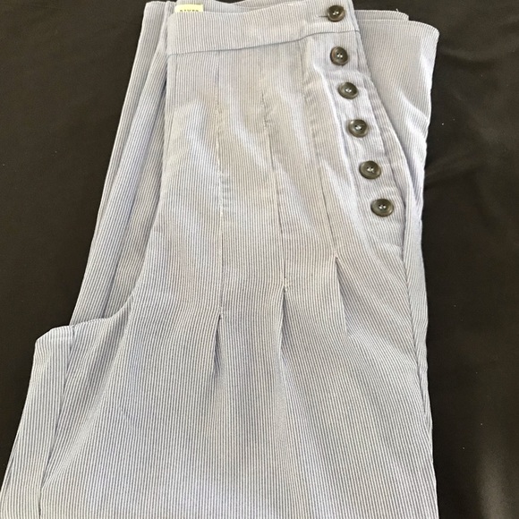 New high waisted crop pant button detail Shop bop wide leg small spring summer - Picture 10 of 11